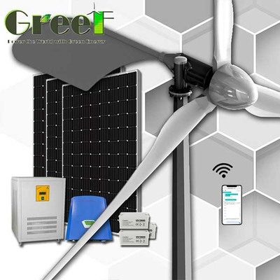 Rooftop High Efficiency Horizontal Wind Turbine Generator Solar Hybrid System 5KW