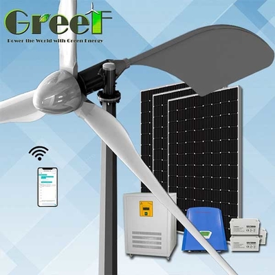 Alternative Energy Electric On Grid Hybrid Solar Wind Turbine Generator System 5KW