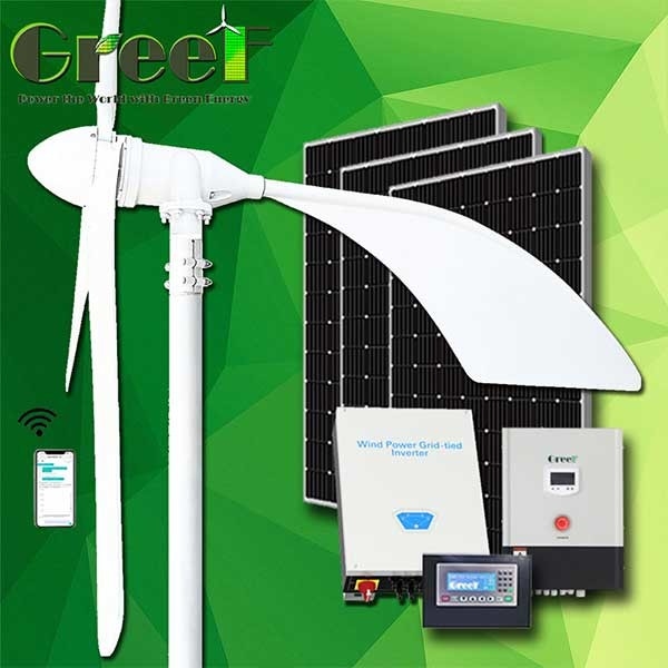1KW 2KW Installation 3 Phase Solar Wind Hybrid System Horizontal Axis Wind Turbine