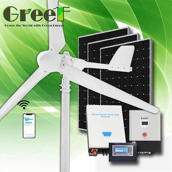 3KW Electric Solar Hybrid Horizontal Axis Wind Turbine Generator Grid System