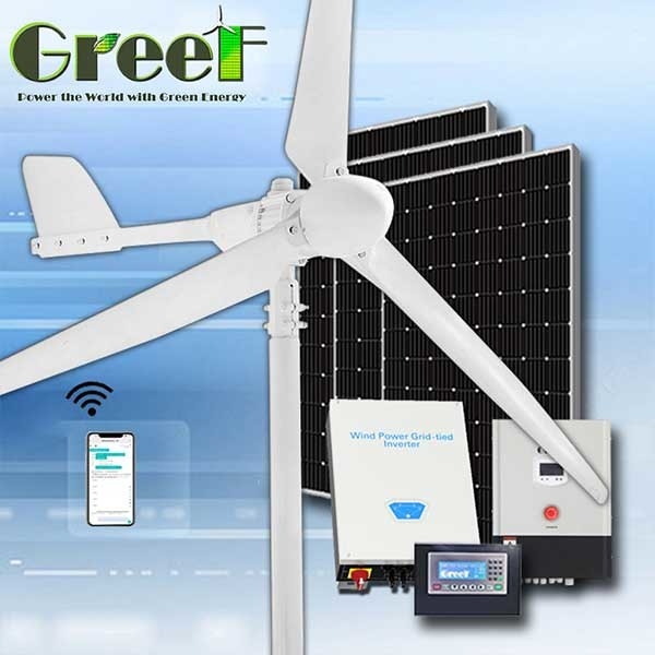 High Efficiency Three Phase Grid Tied Solar Hybrid System Eolic Wind Generator 2KW