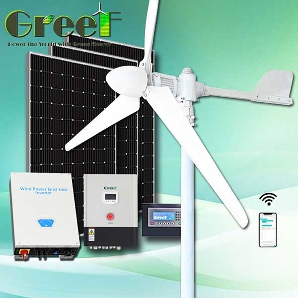 2KW Low Rpm 3 Phase AC solar hybrid wind turbine Power System Complete Kit