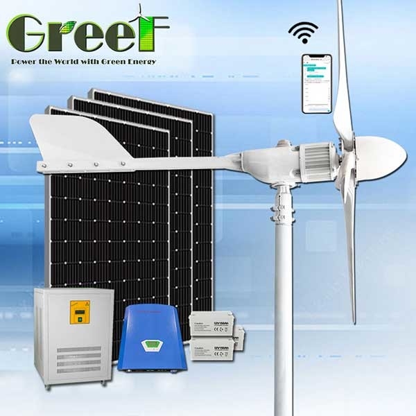 2KW Low Rpm 3 Phase AC solar hybrid wind turbine Power System Complete Kit