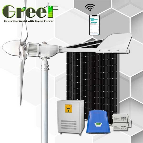 High Efficiency Grid Tied Solar Hybrid Eolic Wind Generator Single Phase 2KW