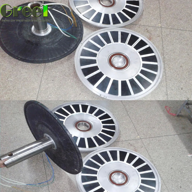 3 Phase Coreless Permanent Magnet Generator 12-450V Voltage Range Outer Rotor Structure