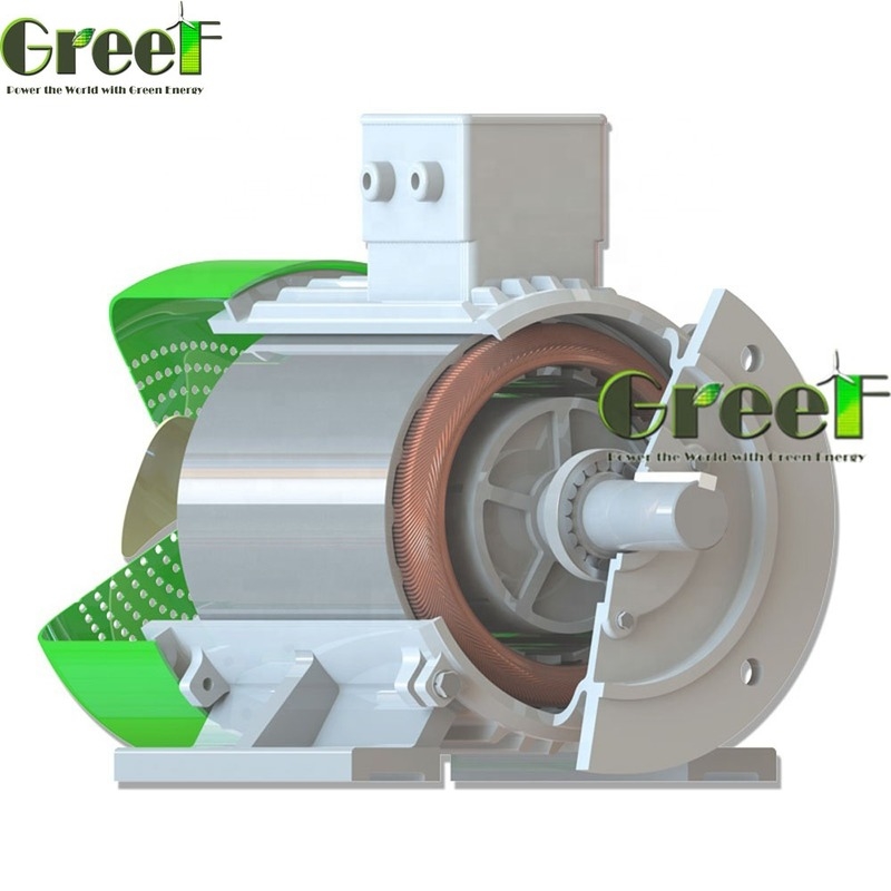 Horizontal or Vertical Mounting Permanent Magnet Generator with SKF Bearing Rated Rotor Speed 20-3000RRM