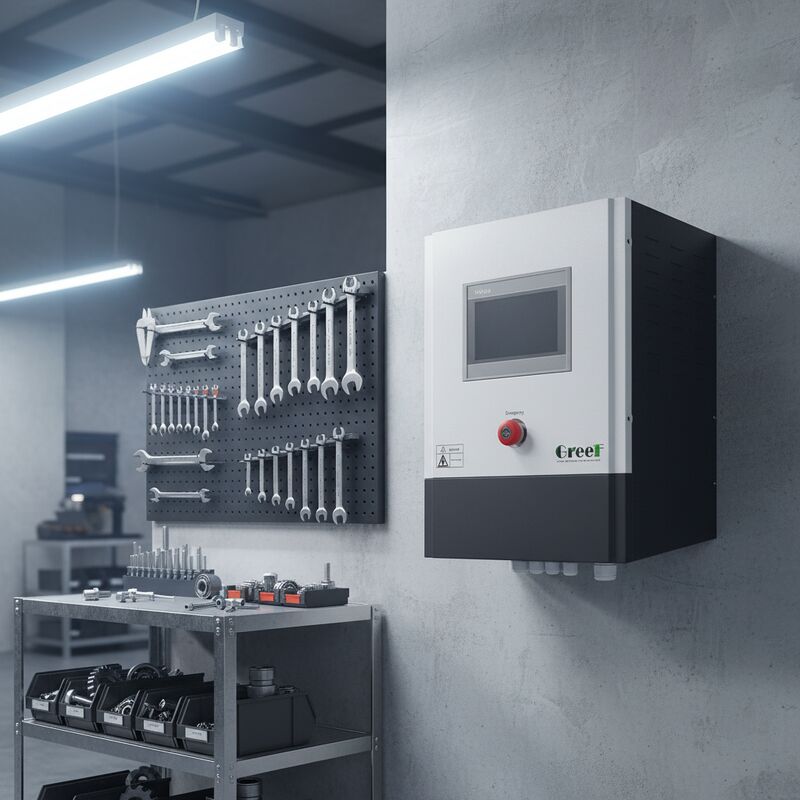 Manual Function Reset On Grid Controller with Forced Air Cooling and Regulated Supply Output for Efficient Power Management