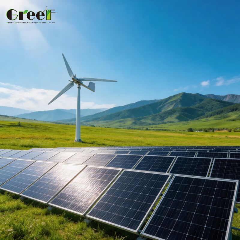 Ground Mounting Hybrid Wind Solar System with Net Metering IP66 Protection and Lifepo4 Battery for Large Scale Energy Solutions