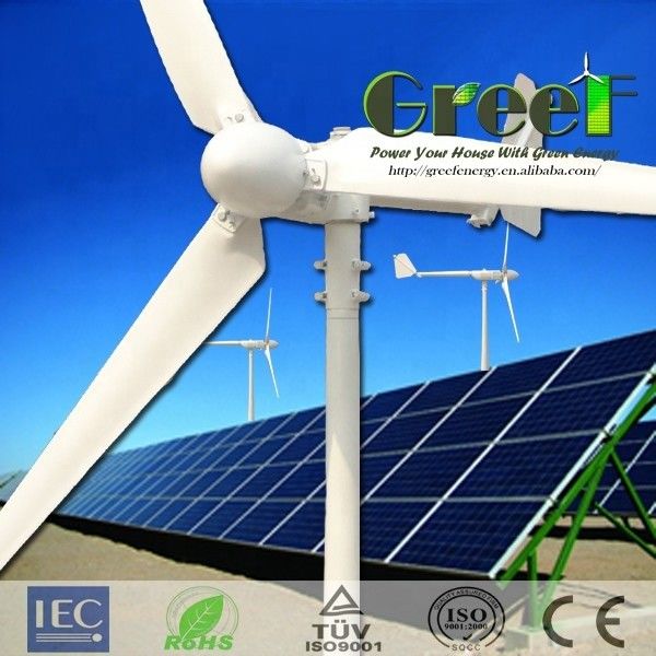 2KW Low Rpm 3 Phase AC solar hybrid wind turbine Power System Complete Kit