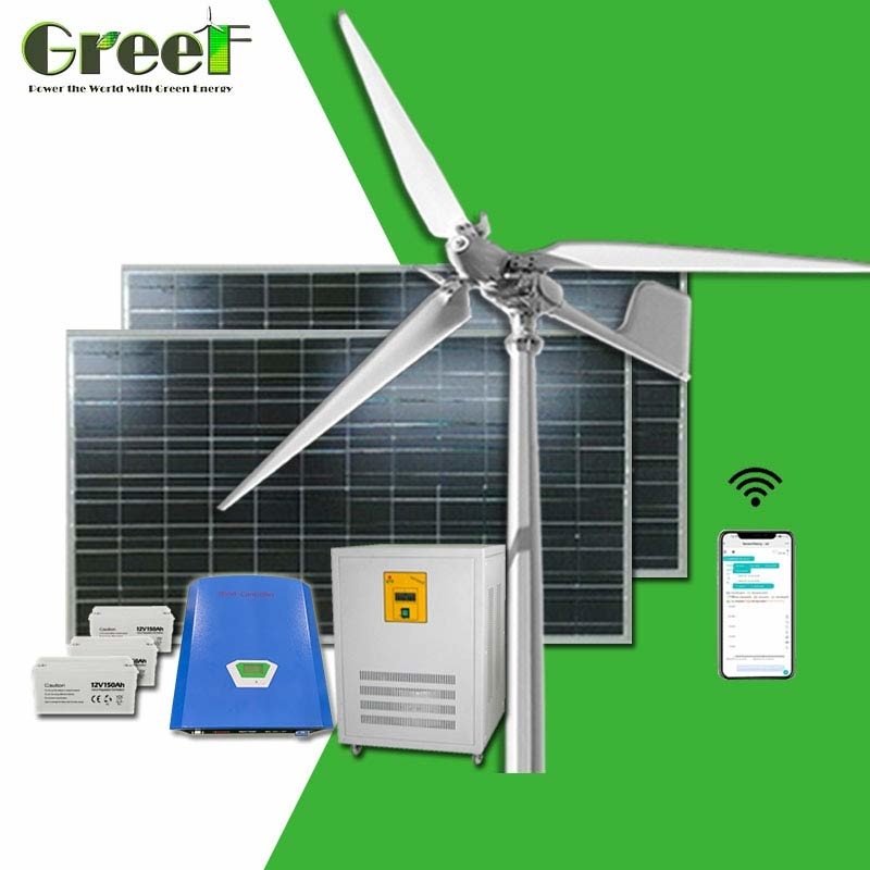 Low Noise Mini Grid Tie Inverter Pitch Control Wind Turbine Generator 5kw For House